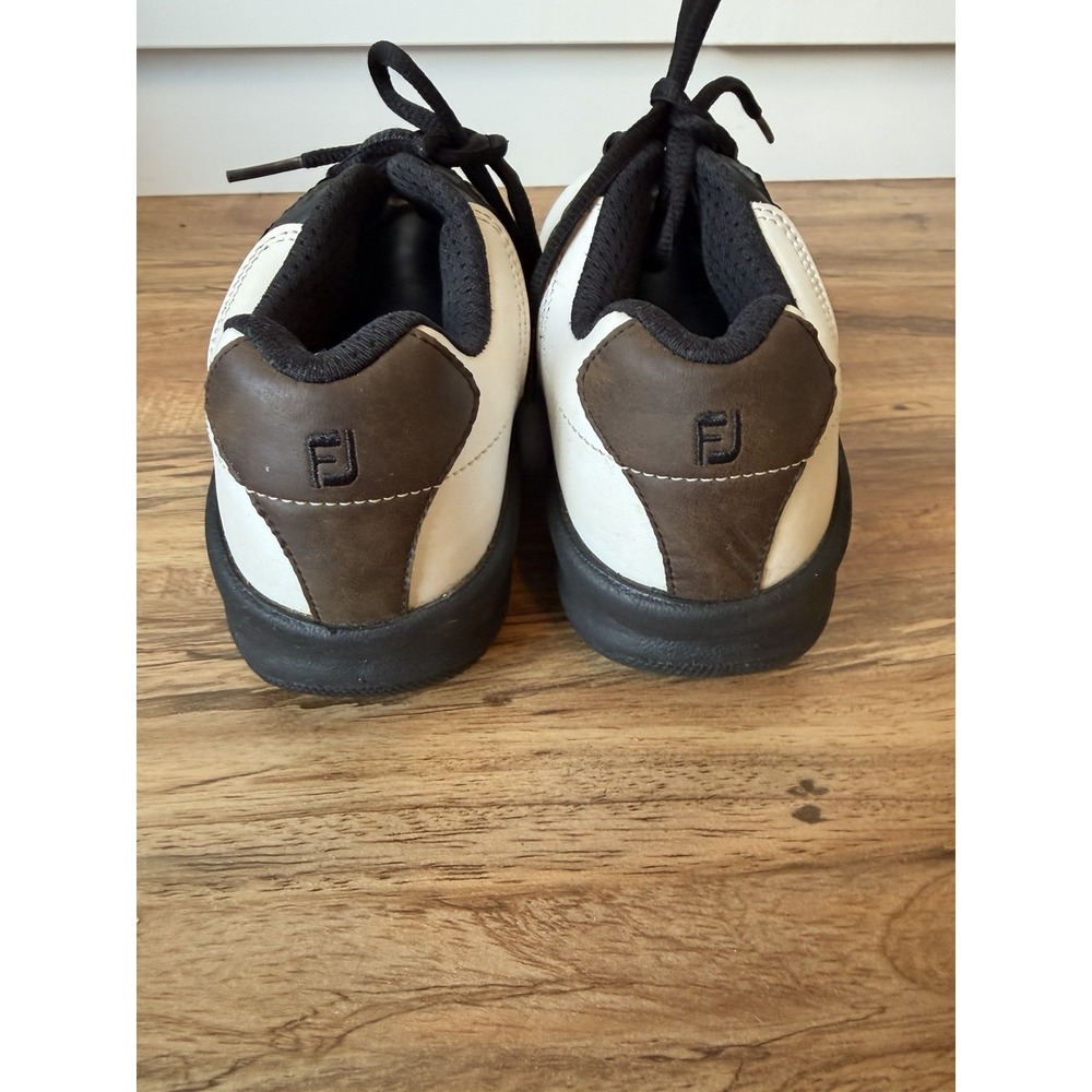 Footjoy Junior Golf Shoes Cleats Style 45020 Brown White FJ Size 4 M Waterproof - Picture 5 of 9